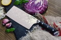 KATFINGER |  Damaškový nůž Čínský kuchařský 7" | černý  |  foto Kristýna Grygarová 