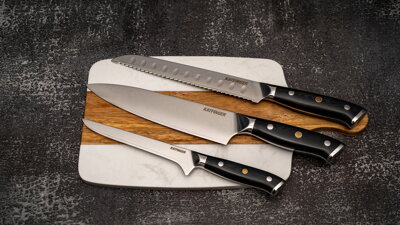 KATFINGER | White Marble | sada damaškových nožů 3ks + prkno | KFs113