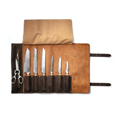 KATFINGER | Profi Olive | sada damaškových nožů 6ks s koženým pouzdrem | KFs502