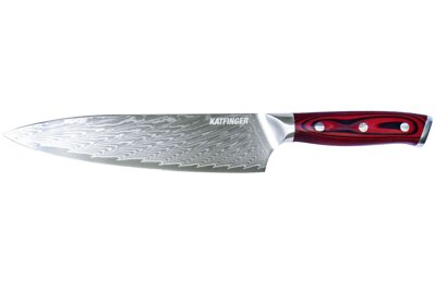 KATFINGER | Damaškový nůž šéfkuchaře 8" (20cm) | červený | KF201L