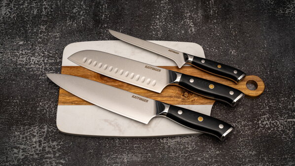 KATFINGER | White Marble | sada damaškových nožů 3ks + prkno | KFs111