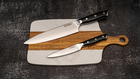 KATFINGER | White Marble | sada damaškových nožů 2ks + prkno | KFs119