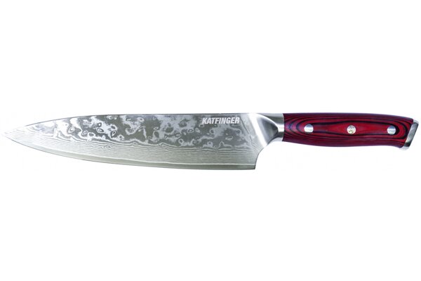 KATFINGER | Damaškový nůž šéfkuchaře 8&quot; (20cm) | červený | KF201
