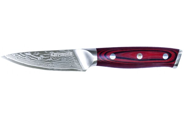 KATFINGER | Damaškový nůž na zeleninu 3,5&quot; (8,9cm) | červený | KF207