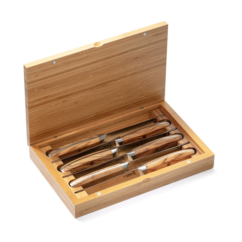 KATFINGER | Sada 6 damaškových steakových nožů 4,7" (12cm) | Olive | KF504